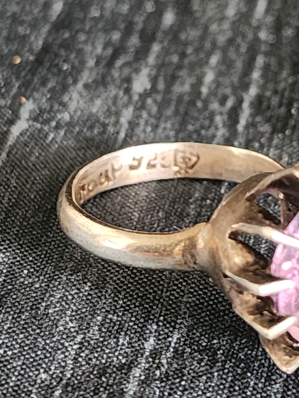 Vintage Taxco Mexico 925 Sterling Silver Amethyst Statement Ring Sz 6.5 Signed - Picture 8 of 8